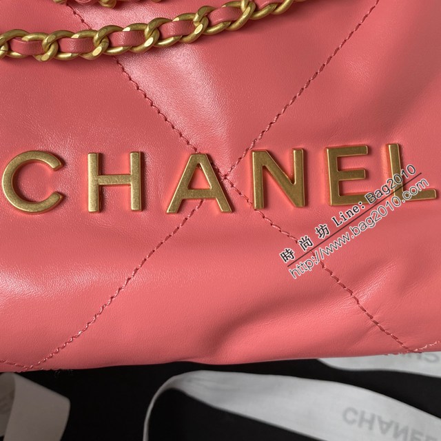 Chanel香奈兒23SAS3980專櫃新款鏈條女包 香奈兒mini22bag經典迷你版深粉休閒時尚肩背包 djc6128